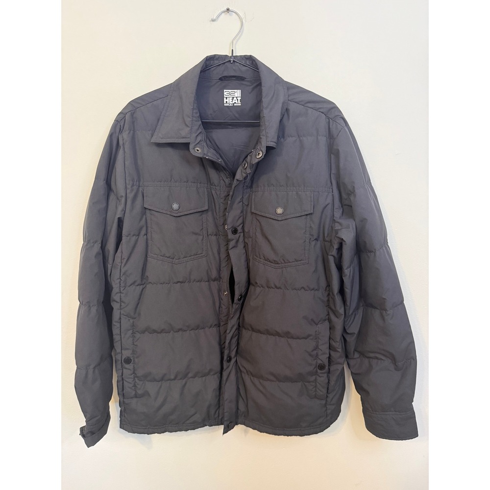 32 Degrees Heat Puffer Jacket Mens Size M Black Excellent Quilted Shirt Jacket